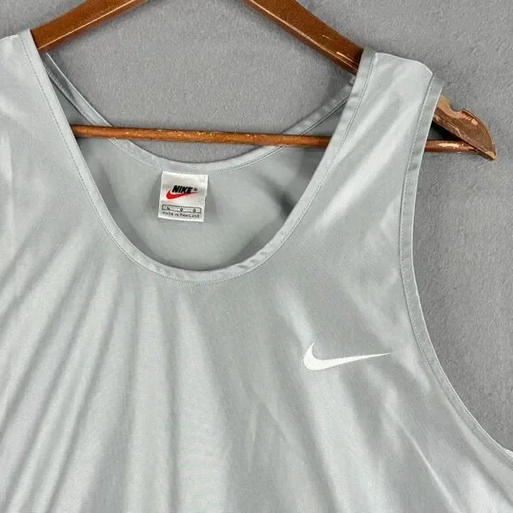 Vintage Nike Satin Basketball Jersey Top Mens Large Silver Hoop Gym Workout - Picture 2 of 11
